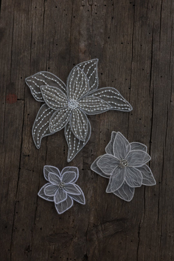 Hand-embroidered flower patches