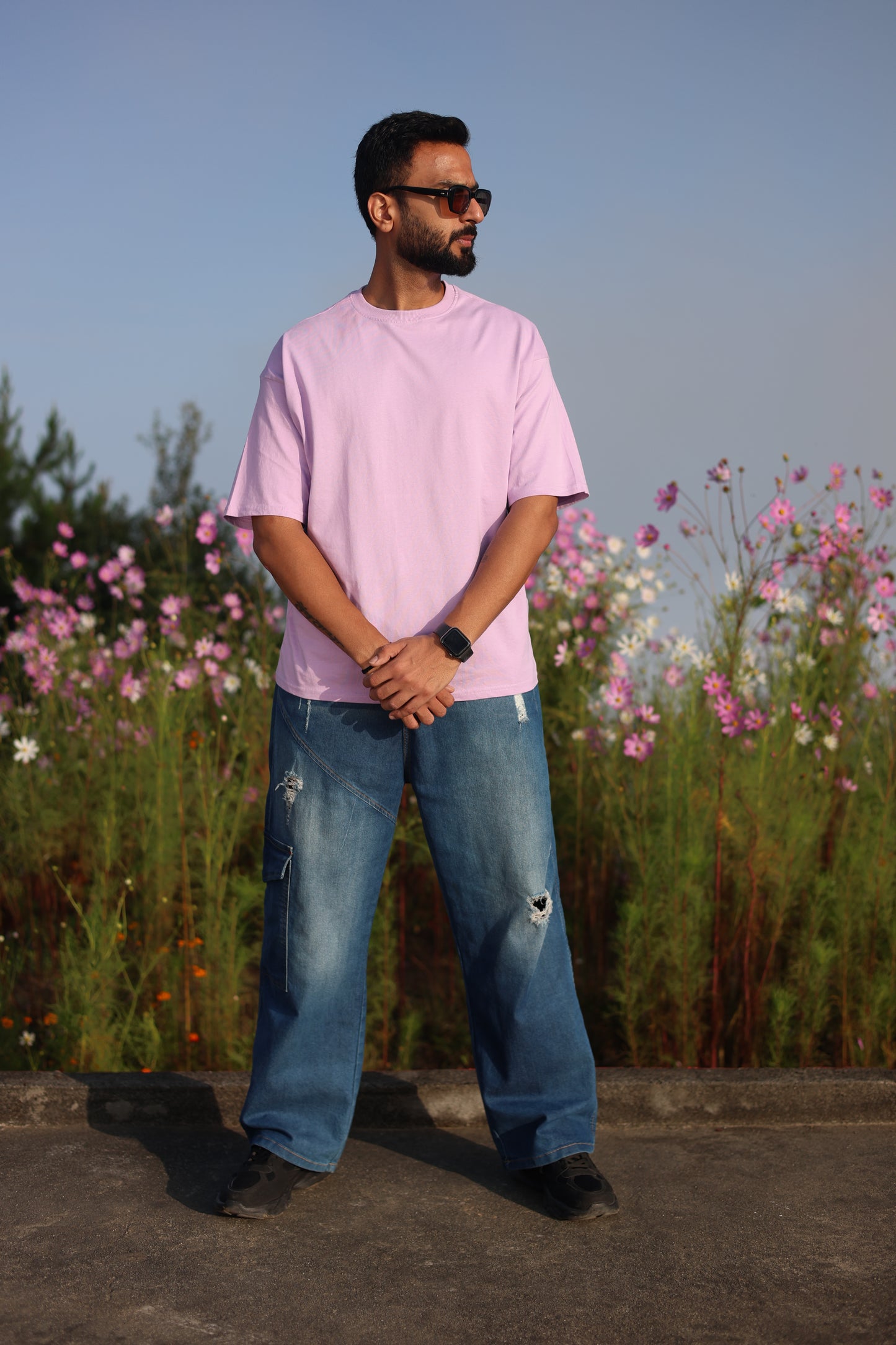 100% Cotton Lavender Oversized T-shirt