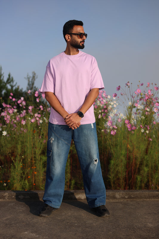 100% Cotton Lavender Oversized T-shirt