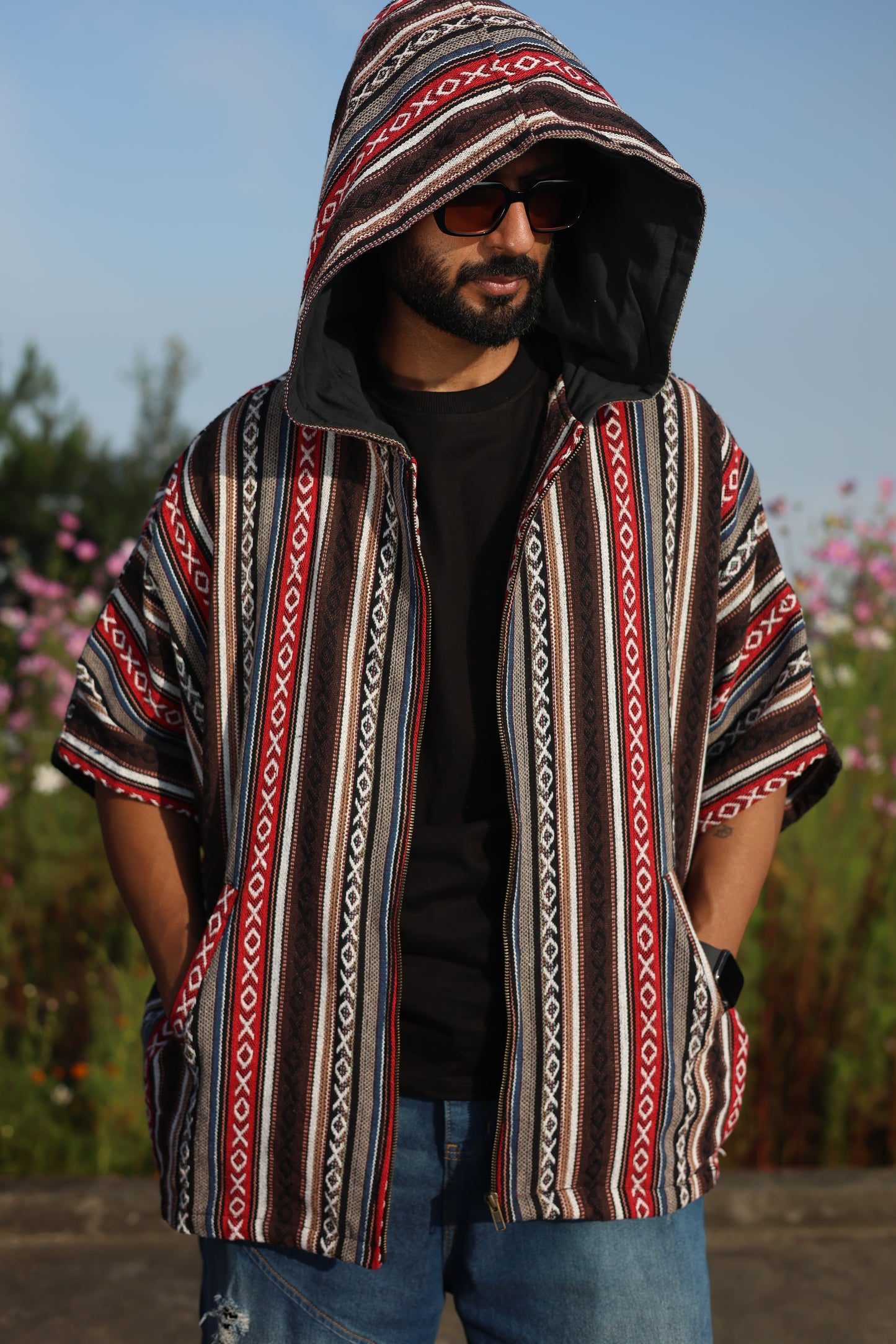 Handcrafted Boho Baja Hoodie Jacket