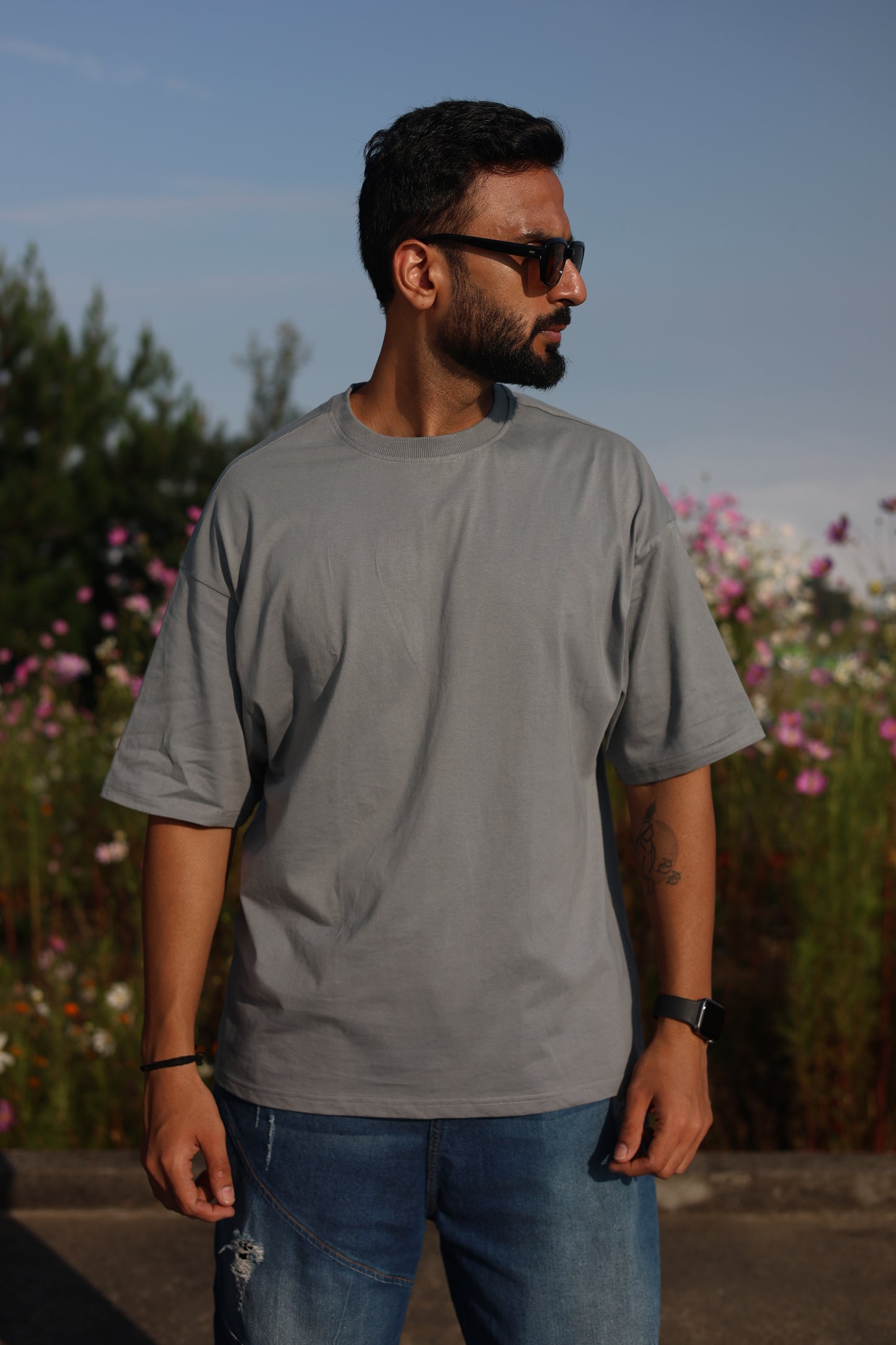 100% Cotton Gray Oversized T-Shirt