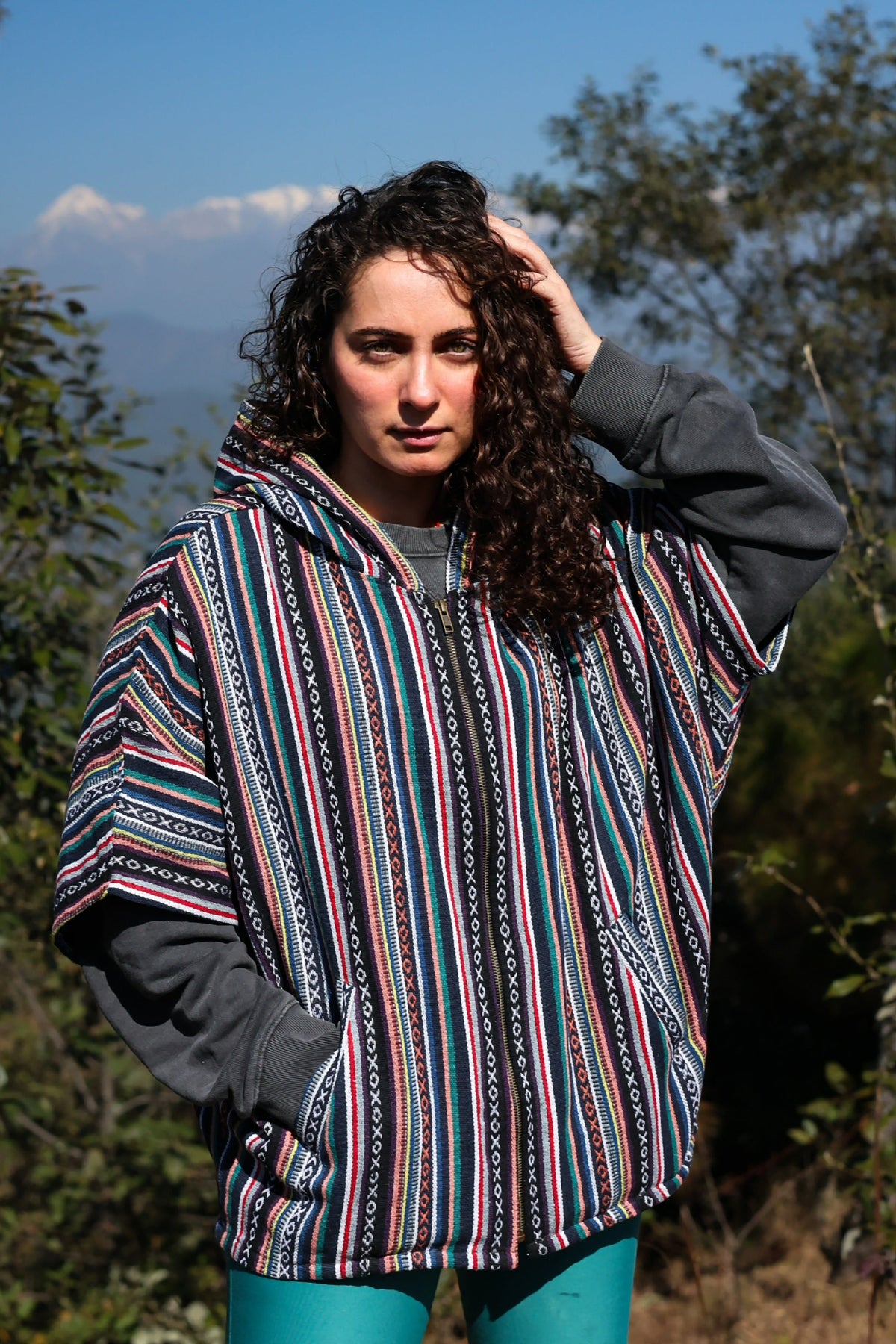 Kaftan Jacket – Dark Green, front three-quarter view